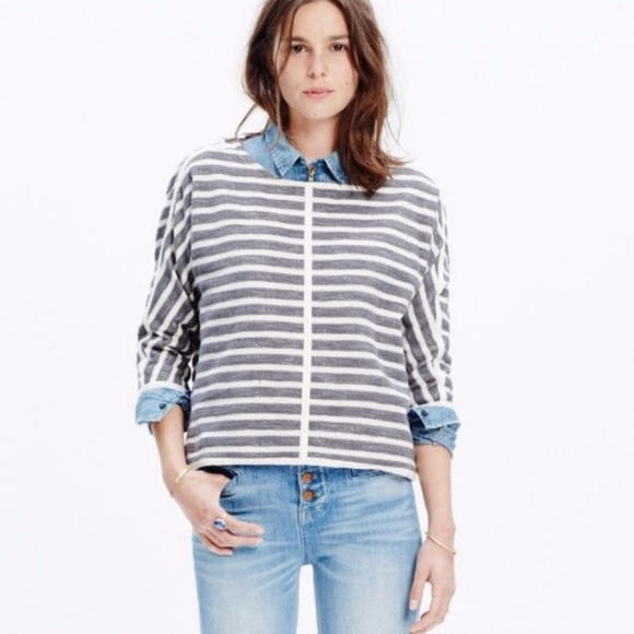 Madewell Tops - Madewell Thick Gray/White Striped Blouse Shirt